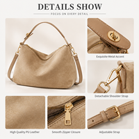 Sac à bandoulière personnalisé en suède PU pour femme, sac hobo tendance, sac à main bandoulière, sac fourre-tout décontracté de luxe avec sangle réglable, OEM ODM