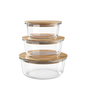Juego de Loncheras de Vidrio de Borosilicato con Tapa de Bambú, Sellado Hermético, Apto para <span class=keywords><strong>Microondas</strong></span>, para Trabajadores de Oficina - Product Image 3