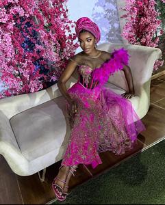 فساتين سهرة مزخرفة بالخرز فاخرة مخصصة مع ياقة شفافة فستان حفلة موسيقية بحورية البحر فستان حفلات الزفاف فستان حفلات الأفريقي - Product Image 3