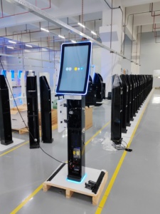 23.6'' Curved Screen Payment Kiosks With QR Scanner Printer POS Holder Self Service Kiosk LED <b>Light</b> in Library/Store/Restaurant - Product Image 2