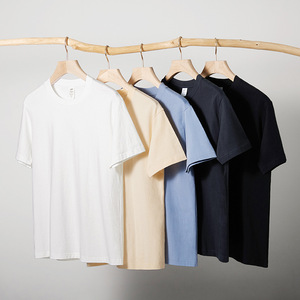 2025 Spring Summer Collection Men's Trendy <strong>T</strong>-<strong>Shirt</strong> Heavy Combed Cotton Simple <strong>Solid</strong> <strong>Color</strong> Short Sleeve Oversized Top Base <strong>Shirt</strong>