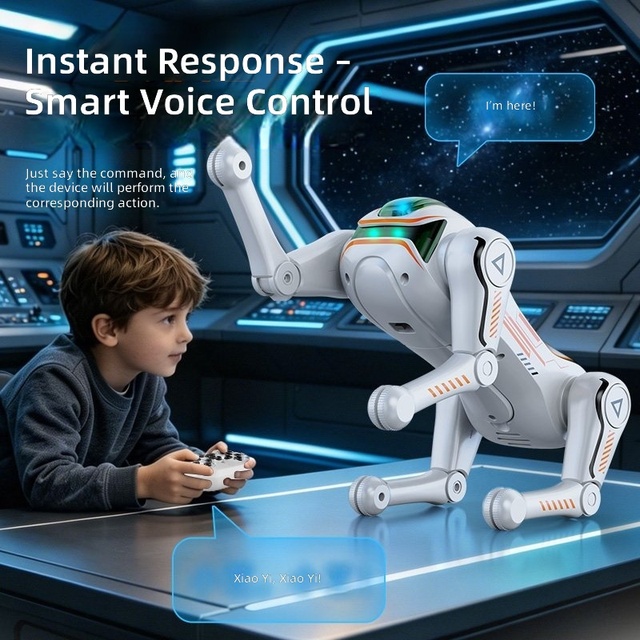 Dowellin Smart AI Robot Dog Toy Electric Remote Control Pet for Kids Educational RC Dog Gesture Voice Recognition Made Plastic