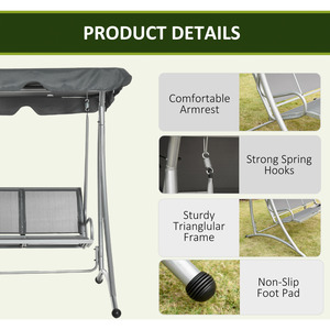 AJUNION Outdoor <strong>Swing</strong> Chair <strong>Garden</strong> Hammock <strong>Bench</strong> Patio Porch <strong>Swings</strong> with Adjustable Canopy - Product Image 3