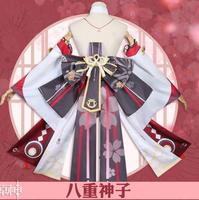 Ecowalson Genshin Impact Yae Miko Guuji Yae Cosplay Costume Cos Perruques Chaussures Jeux Uniforme Robe Tenues Halloween Costumes