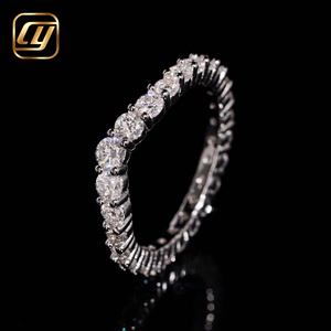 Anillo de Eternidad con Diamantes de Laboratorio, Plata 925 Sólida, Borde Milgrain, Anillo de Promesa Apilable, para Mujer, Uso Diario, Lujoso, Bañado en Rodio, IGI - Product Image 3