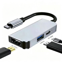 Adaptateur Hub USB Type C 3 en 1 en aluminium, USB C vers 4K HDTV, USB 3.0 Type C PD, station d'accueil compatible avec PC portable