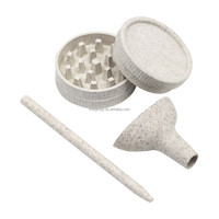 Kit de fumage multifonctionnel personnalisé en fibres de chanvre biodégradables, comprenant un moulin bio de 55 mm avec entonnoir et un bâtonnet conique pour tabac