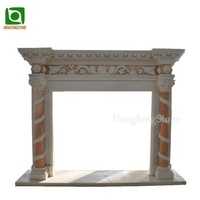 Encadrement de cheminée en marbre blanc naturel sculpté à la main, design colonne romaine