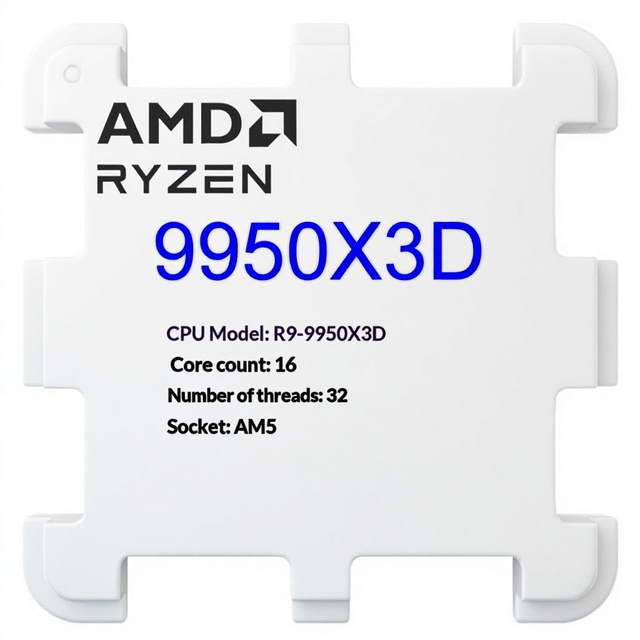 AMD Ryzen R9 9950X3D Processor 16 Cores 32 Threads 57GHz Bare Die CPU for Desktop Computer Compatible with X870 B850