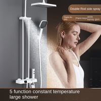 Pistolet de pulvérisation créatif moderne simplicité carré Double tige ABS contrôle de la température corporelle affichage numérique multi-fichiers blanc ensemble de douche