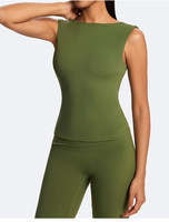 Ensemble de sport 2 pièces pour femme, effet seconde peau, extensible, avec pantalon de yoga évasé froncé respirant et débardeur en tissu écologique
