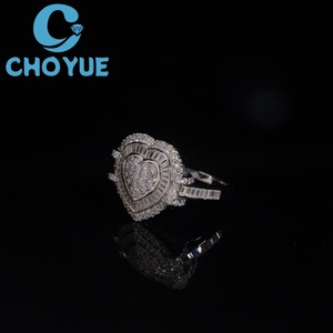 Anillo de Corazón con Moissanita Baguette Iced Out, Plata de Ley 925 Sólida, Joyería Hip Hop Personalizada, Anillo de Diamante Moissanita VVS - Product Image 3