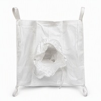 Sac FIBC pour poudres et granulés, à quatre panneaux, avec sangles de levage demi-boucle, bec verseur supérieur et inférieur, et poches pour chariot élévateur