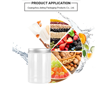 Pots cosmétiques en plastique PET transparent à large ouverture de 50 ml, 100 ml, 120 ml, 150 ml, 200 ml, 250 ml avec couvercles noirs pour les soins de la peau
