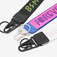 Lanière courte personnalisée en jacquard tissé avec mousqueton robuste pour clés, sangle de téléphone, étiquette de moto, porte-clés promotionnel