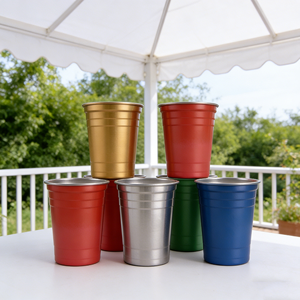 Vente en gros d'usine, gobelets en aluminium réutilisables personnalisés de 9 oz, 16 oz, 20 oz, 32 oz, gobelets en métal pour boissons, bière, jus, eau, pour fêtes, bars, mariages - Product Image 1