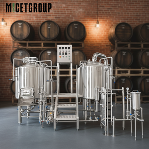 Machine de brassage de bière Ale Lager 350L pour brasserie, 2 cuves, contrôle PID, avec plateforme de travail, en SUS304, à vendre - Product Image 1