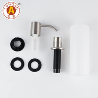 Distributeur de savon en acier inoxydable 304 à poser sur comptoir avec pompe et long tube, plusieurs options de couleurs pour comptoirs modernes