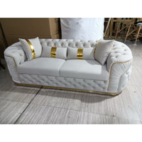 Canapé combiné moderne de luxe en acier inoxydable pour salon avec rembourrage en tissu et éponge, ensemble de meubles de salon