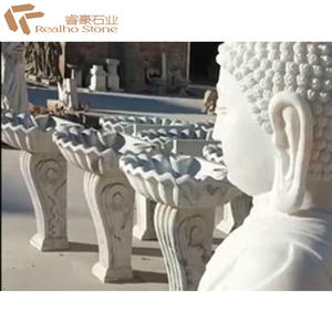 Lavabo en marbre blanc en forme de feuille de <span class=keywords><strong>lotus</strong></span> avec piédestal - Product Image 4