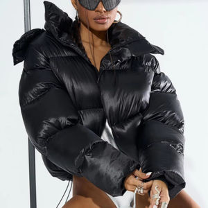 कस्टम मोटी सूती डिब्बाबंद सर्दियों की जैकेट महिलाओं ने प्यूफर जैकेट पार्का नीचे जैकेट वाली जैकेट का रेशनप्रूफ चमकदार परिदृश्य बारिश - Product Image 1