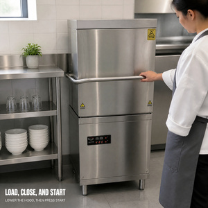 Lave-vaisselle industriel à capot pour hôtels, restaurants, services de traiteur et cantines - Product Image 3