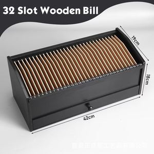 Wooden Desktop <b>File</b> <b>Organizer</b> With Drawers Letter Storage Box Office Desk Bill Receipt Sorter 32 Slots - Product Image 4