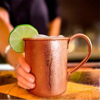 Mug à Moscow Mule moderne 100% cuivre pur, 16 oz, isolé, lisse, réutilisable, sans revêtement intérieur, pour cocktails, café, bière, lait, eau