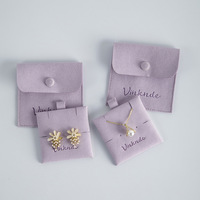 Pochette à bijoux en microfibre imprimée en gros, sac à boutons en velours avec insert, pochette d'emballage pour colliers et boucles d'oreilles, logo personnalisé