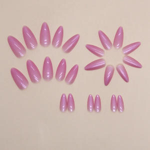 <span class=keywords><strong>Uñas</strong></span> Postizas de Plástico de Alta Calidad para Niñas, Diseño 3D con Patrón de Almendras, Estilo Francés, Cobertura Completa, Juego de 24 Piezas, Larga Duración para Dedos - Product Image 1