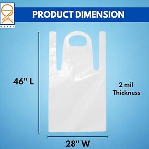 Tabliers jetables en plastique 2Mil, 100 pièces, 28×46 pouces, tablier de protection imperméable en polyéthylène, tablier jetable blanc durable pour la cuisine - Product Image 5