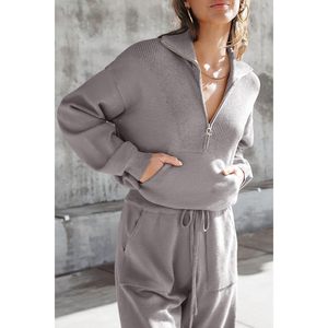 Women's 2 Piece Sweater Set <b>Zip</b> <b>Up</b> Sweatshirt Jogger Sweatpants Tracksuit Casual Outfit Breathable Full Sleeve - Product Image 6