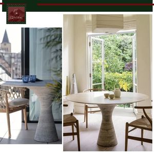 طاولة طعام رخامية مقاومة للماء والبقع من GOLDKING بإطار من الخشب الصلب، تصميم عصري بسيط للشقق والمقاهي - Product Image 5