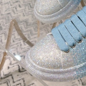 Chaussures décontractées bleues à paillettes, design élégant et luxueux de qualité supérieure, chaussures de marche tendance à semelle épaisse antidérapante - Product Image 2