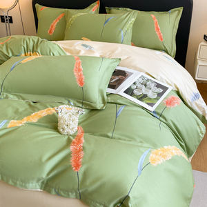 Ensemble de literie personnalisé en coton de luxe pour la maison 4 pièces drap de lit taie d'<span class=keywords><strong>oreiller</strong></span> housse de <span class=keywords><strong>couette</strong></span> ensemble pour Queen King - Product Image 3