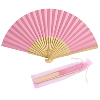 Éventail pliant en papier de bambou simple Mticolor Wuyung FAN02 pour mariages et fêtes, motif grande rose, logo personnalisé, vente en gros