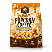 Sachet Doypack Personnalisé pour Popcorn Caramel et Mélange de Café Doux et Croquant, pour Café Arabica Aromatisé