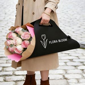 SPRING Factory Custom Portable Fancy Kraft Paper Flower Gift Packing Packaging <b>Bag</b> - Product Image 1