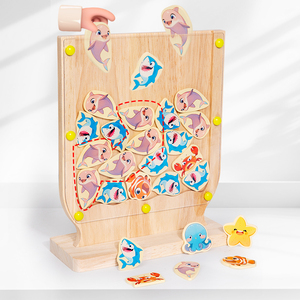 Wooden Fish Arena Battle Game Montessori Tabletop Strategy <b>Toy</b> for Kids Hand-Eye Coordination & Family Play - Product Image 2
