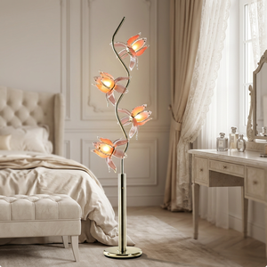 Lampadaire Lotus Moderne de Luxe à 4 Têtes, Lumière Ambiante LED Chaude, Personnalisable pour Projets de Showroom d'Architectes d'Intérieur - Product Image 1