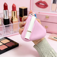 Petite pochette de rangement pour rouge à lèvres en silicone, porte-gloss à lèvres triangulaire, organiseur de cosmétiques portable pour voyage