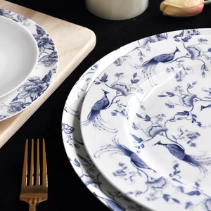 De china de hueso fino conjunto de cena azul y blanco de cerámica, platos de cena juego de vajilla de boda - Product Image 2