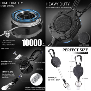 <span class=keywords><strong>Porte</strong></span>-clés mousqueton multi-outils robuste <span class=keywords><strong>avec</strong></span> logo personnalisé, enrouleur de badge rétractable en ABS <span class=keywords><strong>avec</strong></span> <span class=keywords><strong>cordon</strong></span> en fil d'acier, <span class=keywords><strong>porte</strong></span>-<span class=keywords><strong>carte</strong></span> d'identité tactique - Product Image 4