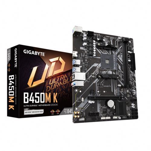 GIGABYTE B450M K Motherboard for AMD R5000 DDR4 2 Dimm ATX Form Factor with 64GB Maximum ram Capacity Intel Chipset