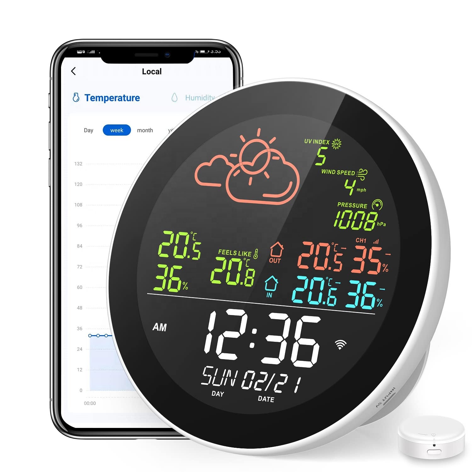 Метеостанция RSH с Wi-Fi, умная Метеостанция для прогноза погоды, влажности и температуры, с будильником