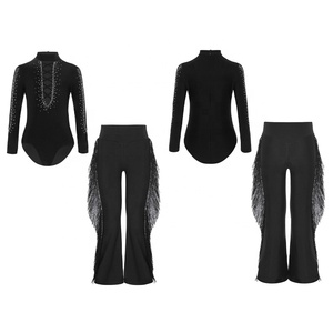 ชุดแสดงเต้นรำลาตินสำหรับเด็กผู้ชายอายุ 6-16 ปี ชุดเลโอตาร์ดพร้อมกางเกงขาบานสำหรับการแสดงบนเวทีและการแข่งขันเต้นรำ - Product Image 5