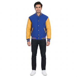 Professional Manufacture <b>Men's</b> <b>Long</b> Sleeve Stand Collar Varsity <b>Jacket</b> 100% Wool CollegeBaseballjacket for <b>men</b> - Product Image 1
