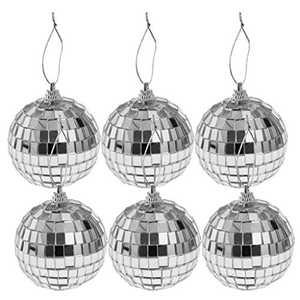 Boules disco en verre argentées de 5 cm, 6 pièces, pour la décoration de l'arbre de Noël et la décoration de la maison et des fêtes - Product Image 1