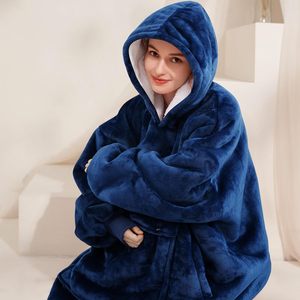 Wholesale Adult Wearable Oversized Solid Sherpa Hoodie 100% Polyester Anti-Pilling Warm Soft Comfortable Custom Color Custom - Product Image 4