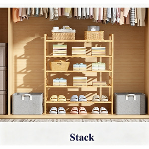 Japanese Style Bamboo <b>Storage</b> <b>Shelf</b> Multi Layer Stackable <b>Shoe</b> Rack For Entryway Bedroom Living Room - Product Image 1